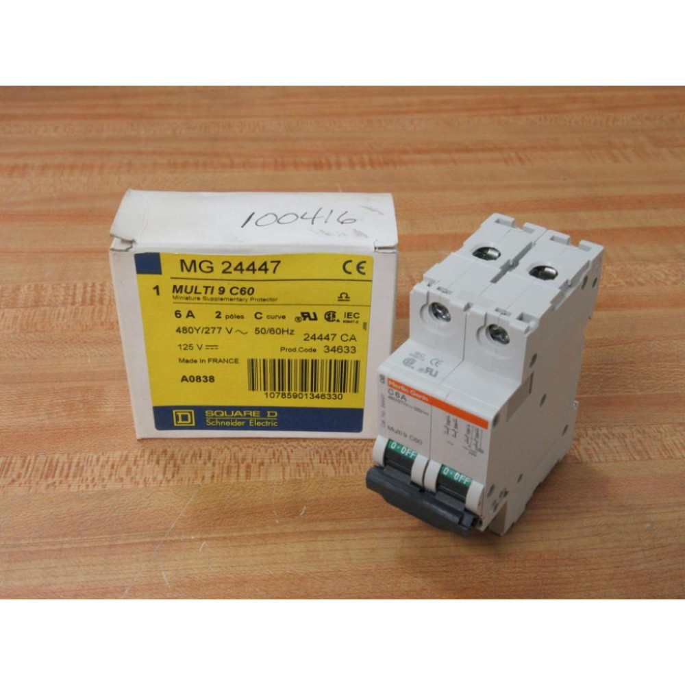 Merlin Gerin 24447 Square D 6A 2P Breaker MG24447 Schneider