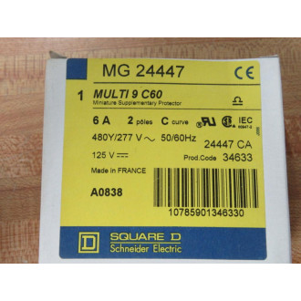 Merlin Gerin 24447 Square D 6A 2P Breaker MG24447 Schneider