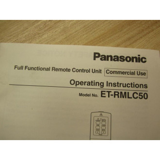 Panasonic ET-RMLC50 Full Functional Remote Control Unit