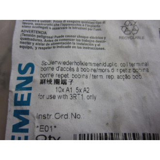 Siemens 3RA1923-3B Coil 3RA19233B (Pack of 10)