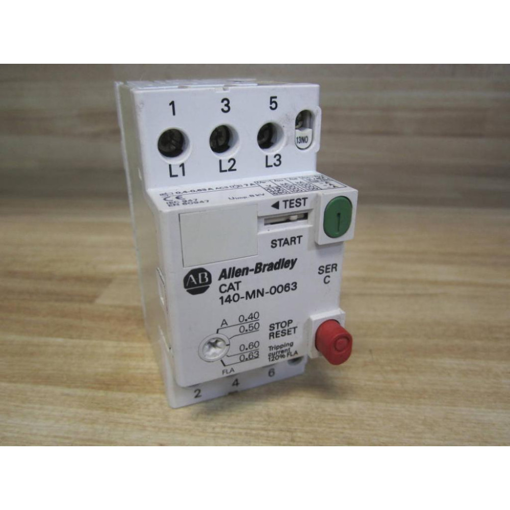 Allen Bradley 140-MN-0063 Motor Starter 140MN0063 Ser C, W140-A10 - New No Box