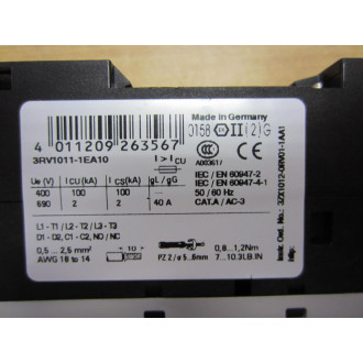Siemens 3RV1-011-1EA10 Circuit Breaker 3RV10111EA10 - New No Box