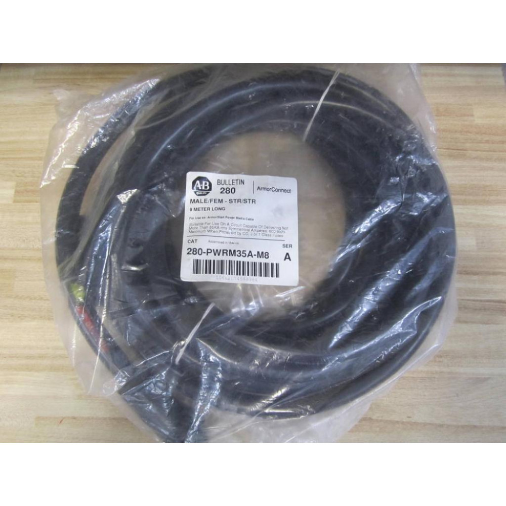 Allen Bradley 280-PWRM35A-M8 Armor Connect 280PWRM35AM8 8M Black Cable
