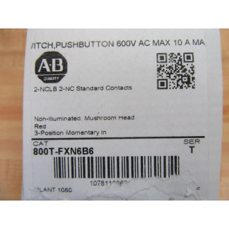 Allen Bradley 800T-FXN6B6 Push Pull Switch