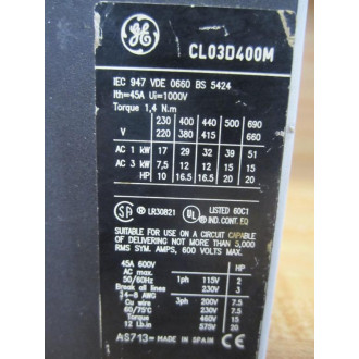 General Electric CL03D400M CL03 Contactor - Used