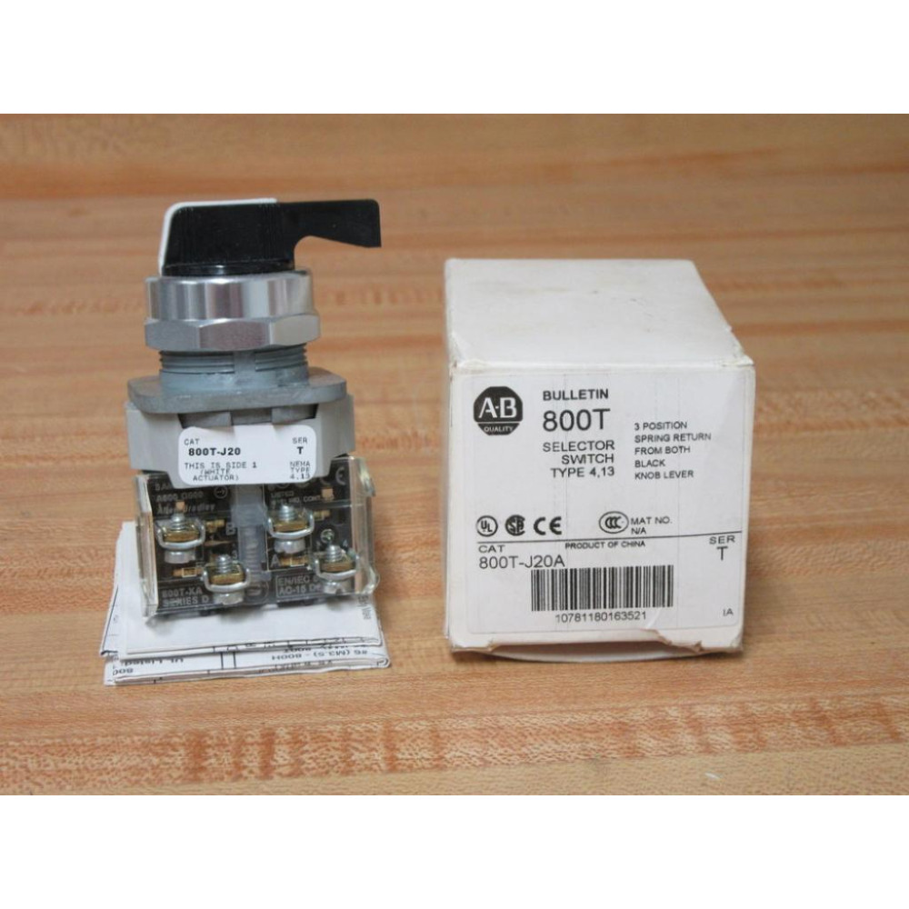 Allen Bradley 800T-J20B Selector Switch 800TJ20B