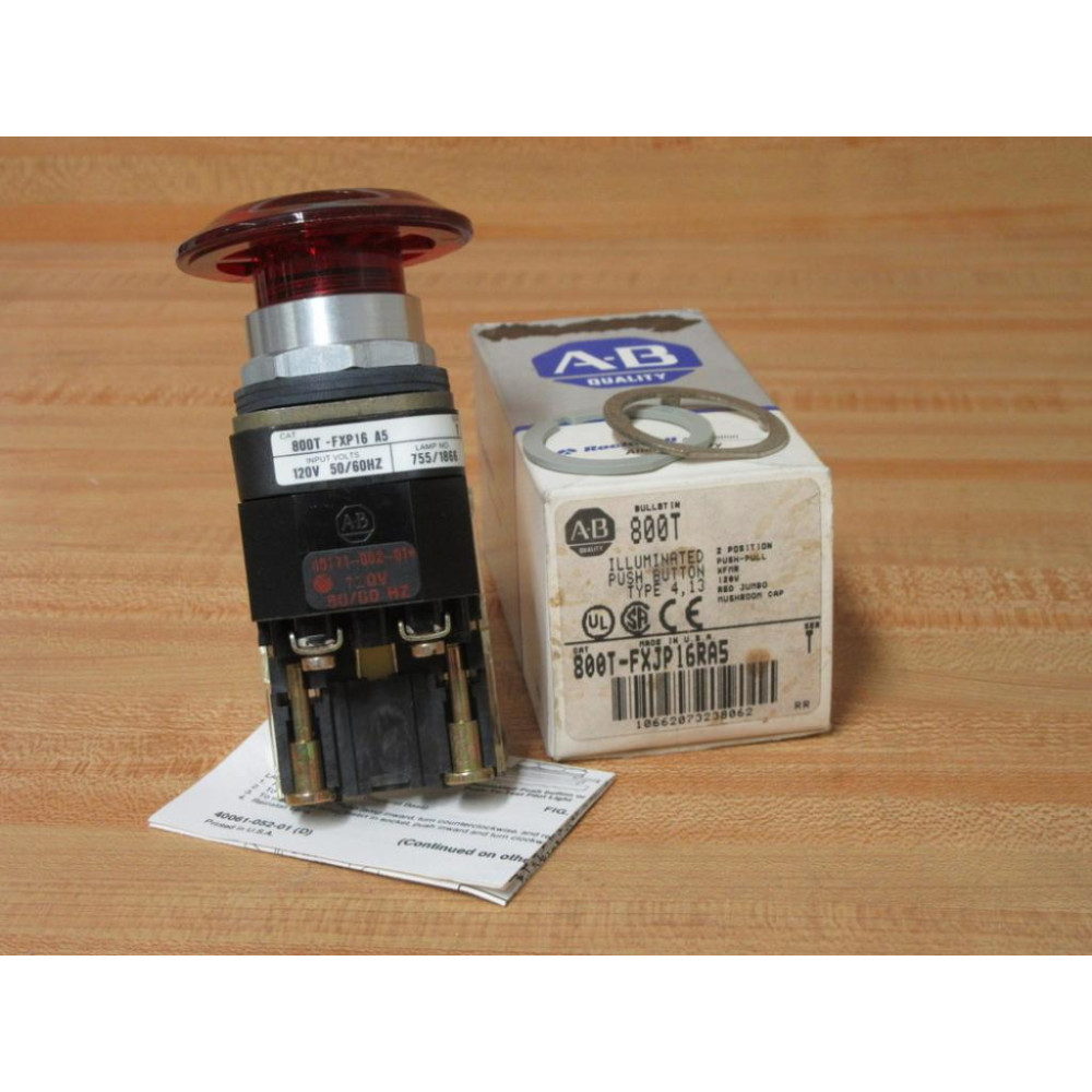 Allen Bradley 800T-FXJP16RA5 Illum. Push Button W40171-002-01, W(2) 800T-XD4