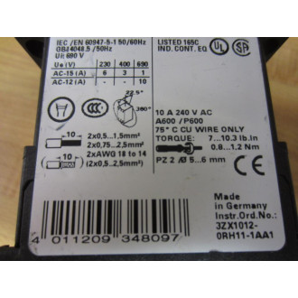 Siemens 3RH1131-1AP60 Control Relay 3RH11311AP60 - New No Box