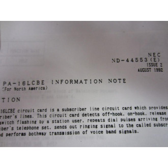 NEC NEAX2400 16LC-BE PC Board PA-16LCBE