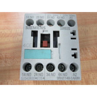 Siemens 3RH1140-1AK60 Control Relay 3RH11401AK60 - Used