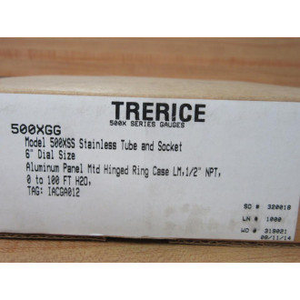 Trerice 500XGG Pressure Gauge 6" 0-100 FT H20