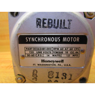 Honeywell 30362481-002 Motor 30362481002 RPM 60 120V 14W - Used