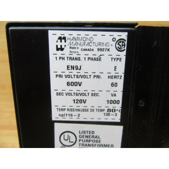 Hammond Manufacturing EN9J General Purpose Transformer - New No Box