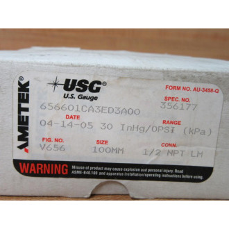 Ametek US Gauge 356177 Pressure Gauge V656