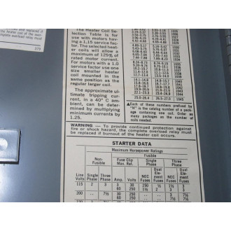 Cutler Hammer A30CGA0 A-c Magnetic Combination Starter - Used