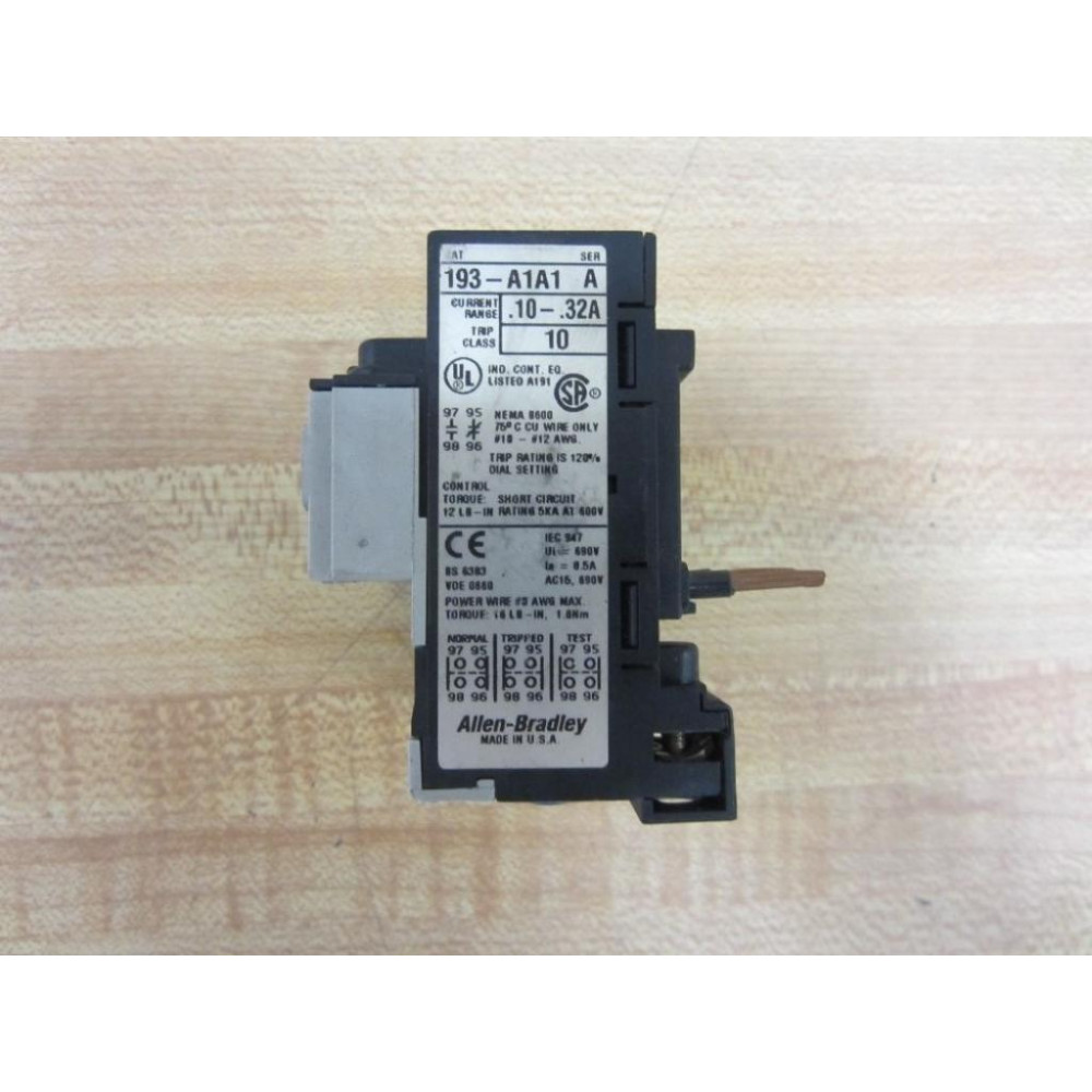 Allen Bradley 193-A1A1 Overload Relay 193A1A1 - Used