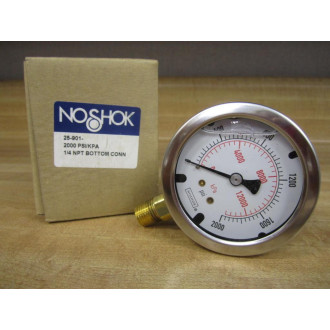 Noshok 25-901-2000 Liquid Pressure Gauge 14NPT 2000 PSI