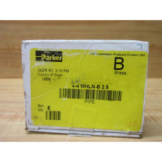 Parker 4-4 MHLN-N 2.5 Male Hex Long Nipple 44MHLNN25 (Pack of 5)