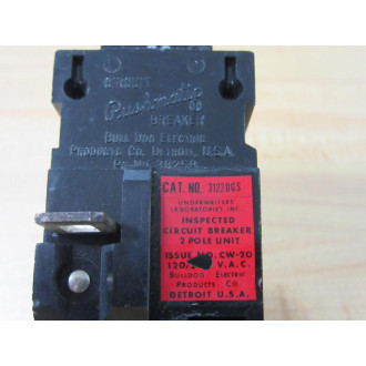 BulldogSiemens 31220GS 20A Pushmatic Breaker - Used
