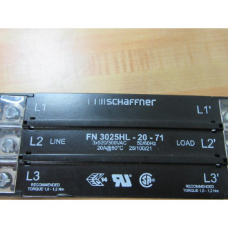 Schaffner FN 3025HL-20-71 Power Line Filter FN3025HL2071 - Used