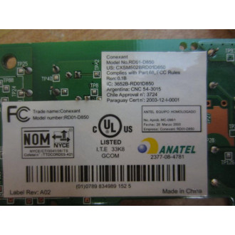 Conexant KB5815G PCI Modem Card RD01-D850 - Used