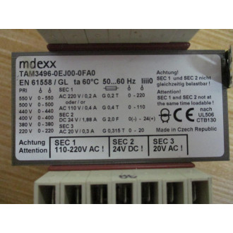 MDEXX TAM3496-0EJ00-0FA0 Transformer - New No Box