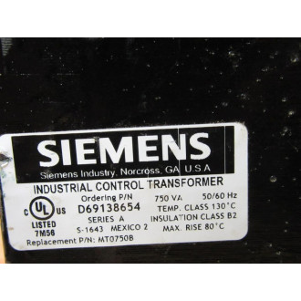 Siemens MT0750B Industrial Control Transformer D69138654 - New No Box