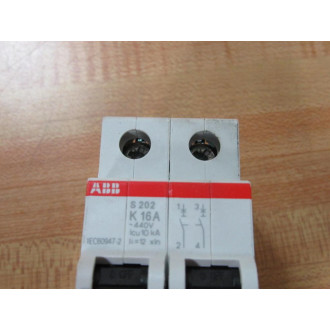 ABB S 202 K 16A Circuit Breaker  S202-K16A Cracked Housing On Bottom - Used
