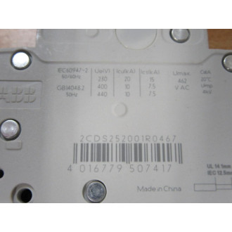 ABB S 202 K 16A Circuit Breaker  S202-K16A Cracked Housing On Bottom - Used