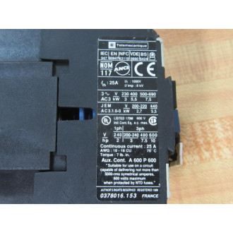 Telemecanique LP1-D12004-BD Contactor LP1D12004BD - Used
