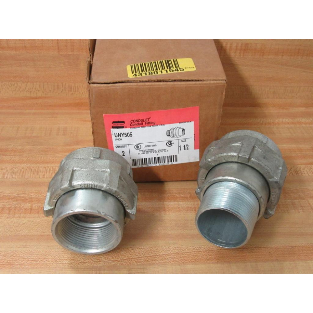 Cooper Crouse Hinds UNY505 1-12" Union Conduit Fitting WO Fitting (Pack of 2)