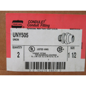 Cooper Crouse Hinds UNY505 1-12" Union Conduit Fitting WO Fitting (Pack of 2)