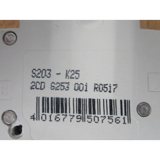 ABB S203-K25A 25A Circuit Breaker S 203 K 25 A - Used
