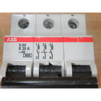 ABB S203-K25A 25A Circuit Breaker S 203 K 25 A - Used