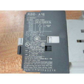 ABB A16-30-10-84 Contactor A16-30-10 WO DIN Rail Mount - Used