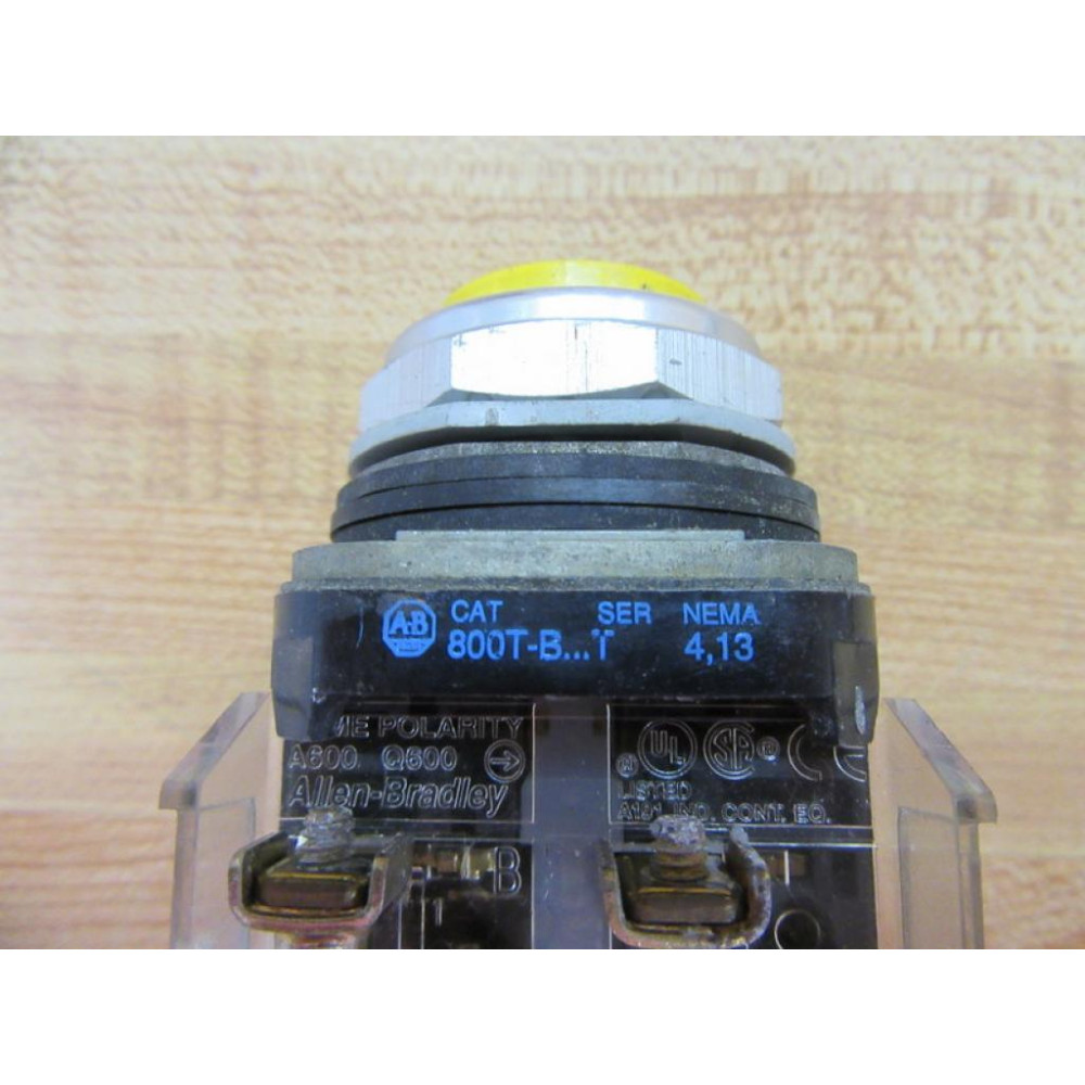 Allen Bradley 800T-B Pushbutton 800TB Yellow W800T-XA - Used