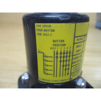 Harnischfeger P&H 100E 4537-2 Five Speed Push Button 100E45372 - Used