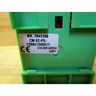 Phoenix Contact CM 62-PS-120AC24DC1 Power Supply WO Fuse Holder - Used