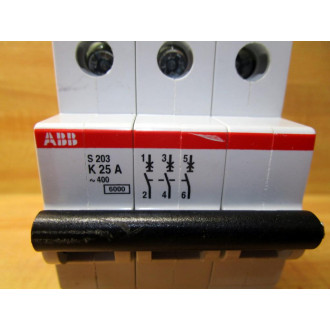 ABB S203-K25 Circuit Breaker S 203 K 25 A Cracked HSNG. On Bottom - Used