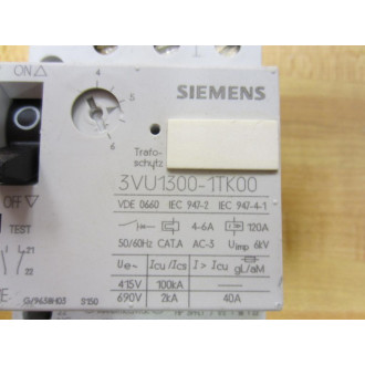 Siemens 3VU1300-1TK00 Circuit Breaker 3VU13001TK00 - Used