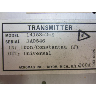 Acromag 14153-2-S Type J Transmitter 141532S - Used