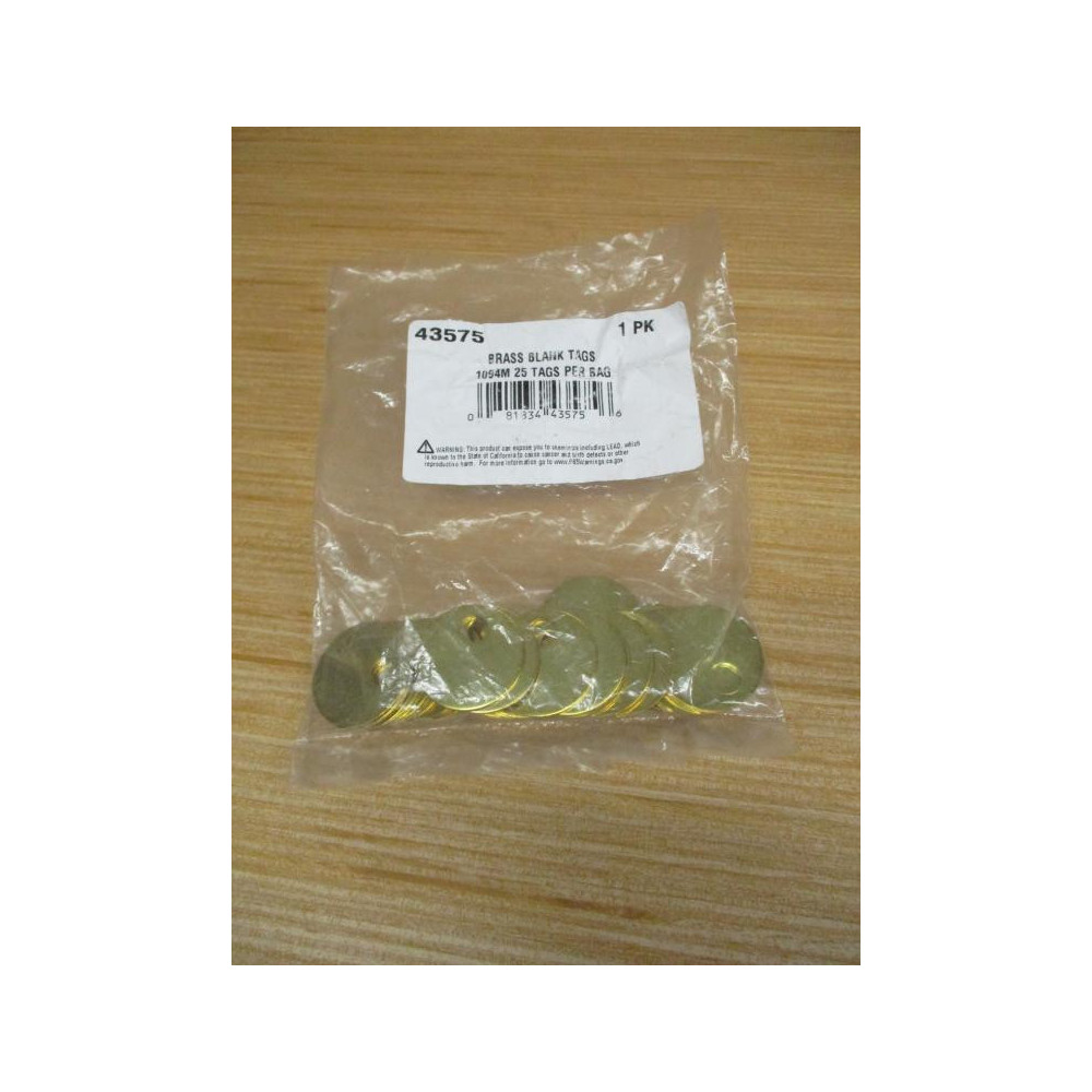 C.H. Hanson 43575 Brass Blank Tags 1094M 1-38" OD (Pack of 25)