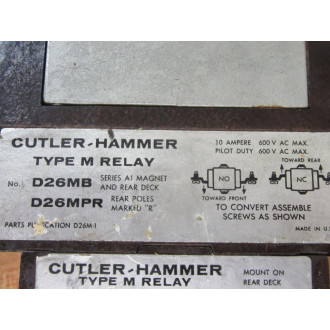 Cutler Hammer D26MB Relay WD26MF - Used