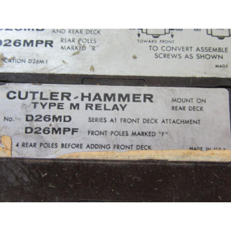 Cutler Hammer D26MB Relay WD26MF - Used