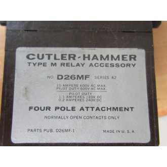 Cutler Hammer D26MB Relay WD26MF - Used