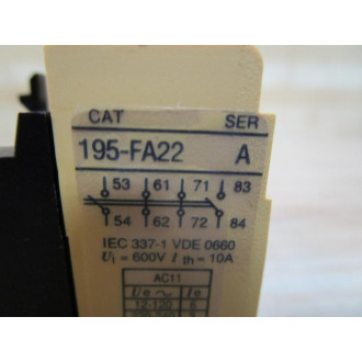 Allen Bradley 195-FA22 Auxiliary Contact 195FA22 Series A