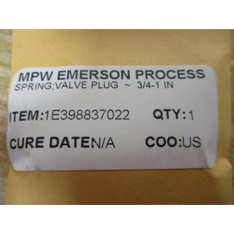 Emerson 1E398837022 Valve Plug Spring