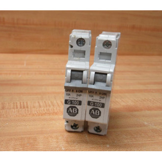 Allen Bradley 1492-CB1G100 Circuit Breaker 1492CB1G100 10A Ser C 2HP (Pack of 2) - Used