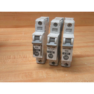 Allen Bradley 1492-CB1G100 Circuit Breaker 1492CB1G100 10A Ser B 1-12HP (Pack of 3) - Used