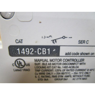 Allen Bradley 1492-CB1G100 Circuit Breaker 1492CB1G100 10A Ser C 2HP (Pack of 2) - Used